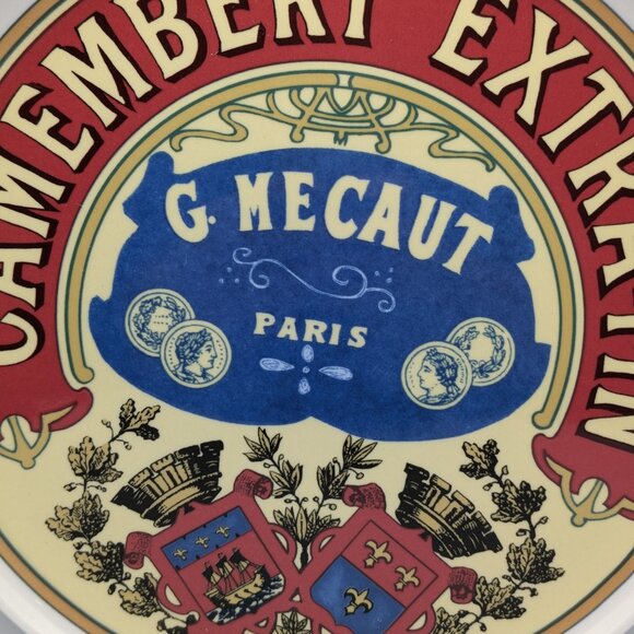 Camembert Extra-Fin C. Mecaut Paris 11" Ceramic Charcuterie Cheese Plate Vintage - Picture 2 of 6